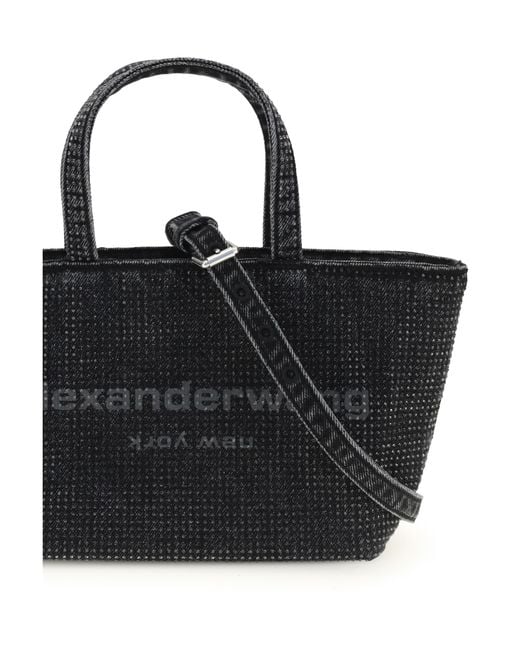 Alexander Wang Black Punch Small Tote Bag Cotton Shoulder