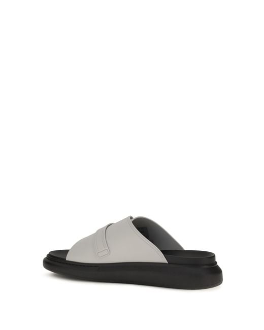 McQueen White Buckle Slide Sandals for men