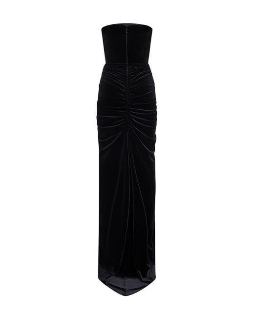Alex Perry Black Velvet Strapless Gathered Dress