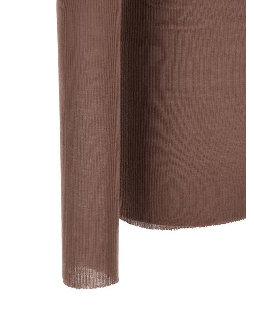 Rick Owens Brown Ribbed T-Shirt for men