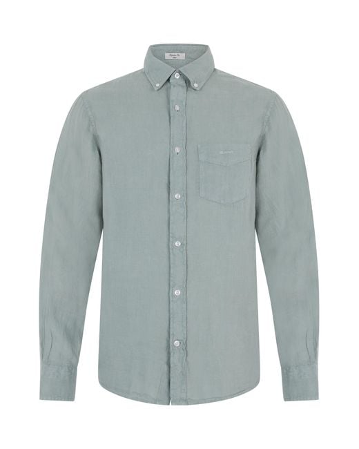 Gant Blue Long-Sleeve Linen Shirt for men