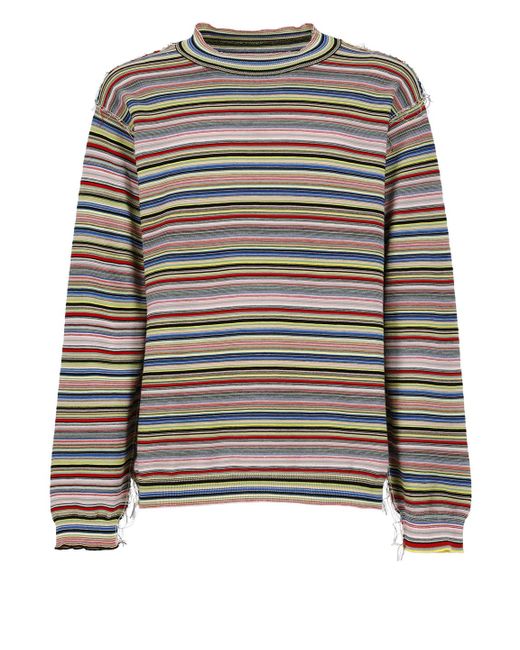 Maison Margiela Gray Striped Knitted Long-Sleeved T-Shirt