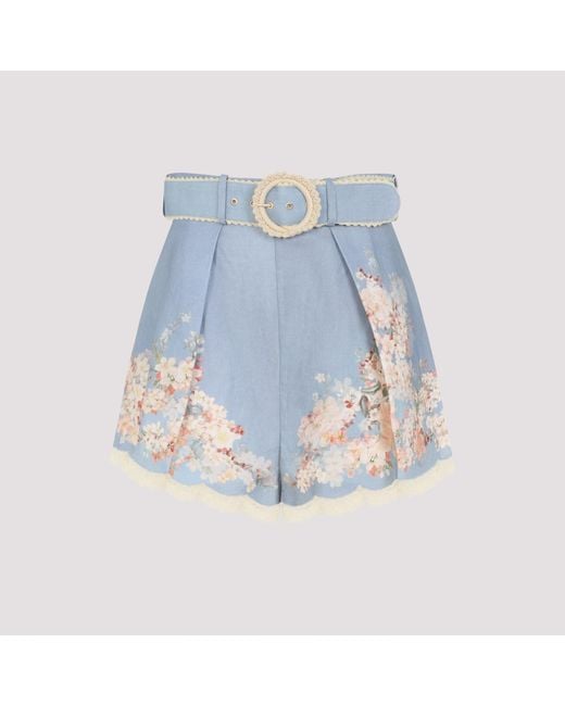 Zimmermann Blue Cascadian Tuck Shorts