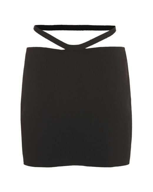 ANDREADAMO Black Knitted Mini Skirt With Cut-Out Details Viscose