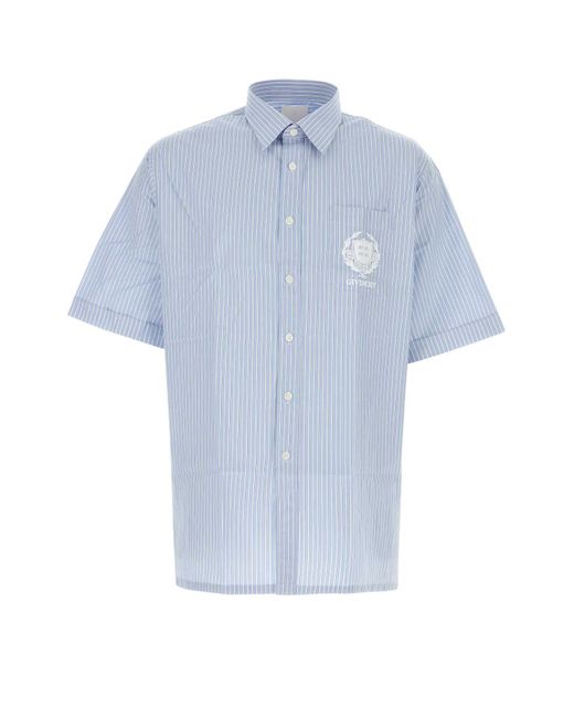 Givenchy Blue Embroidered Poplin Shirt for men