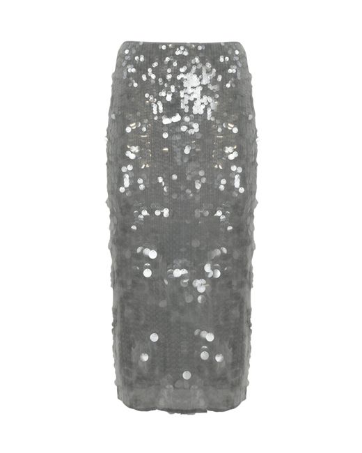 Patrizia Pepe Gray Sequin Midi Skirt