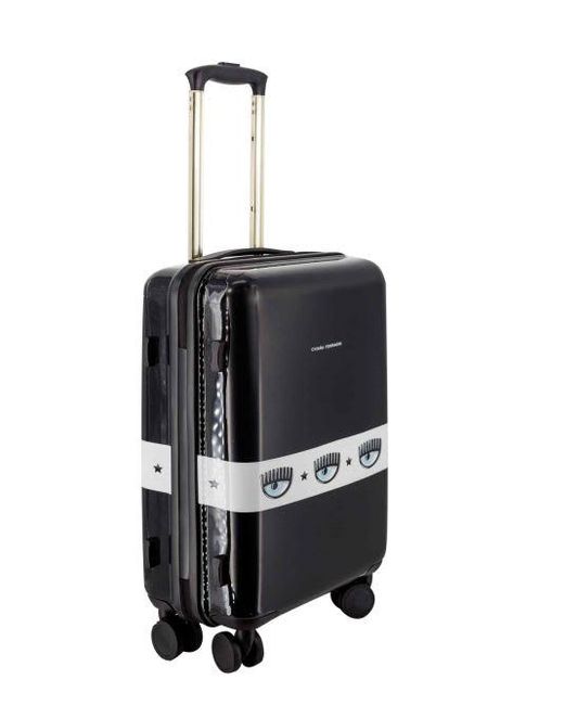 Chiara Ferragni Logomania-stripe Four-wheels Suitcase in Black | Lyst