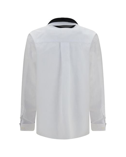 Sacai Blue Cotton Poplin Scarf Shirt Polyester