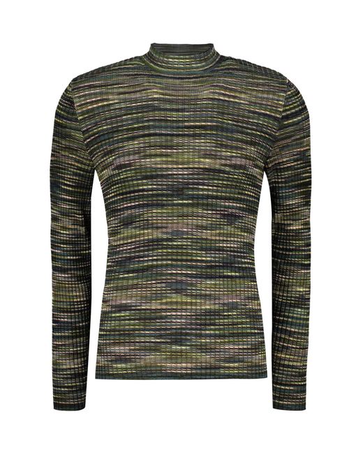 M Missoni Green Ribbed Wool Turtleneck Sweater for men