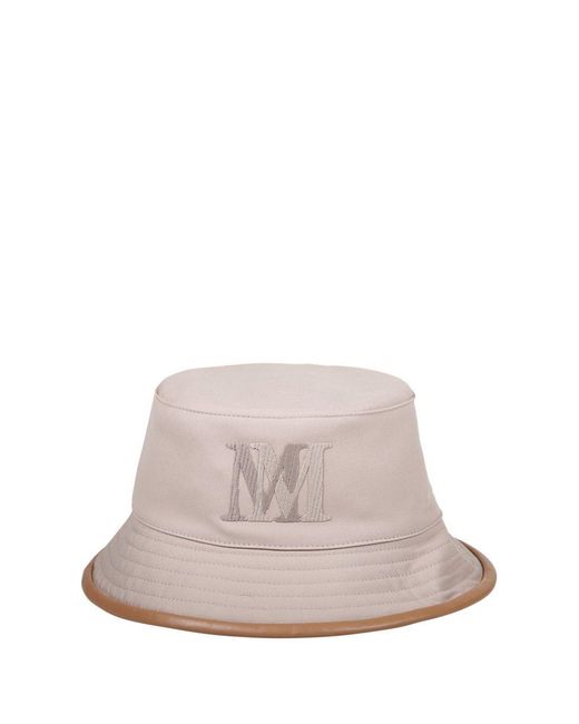 Max Mara Gray Logo Detailed Bucket Hat