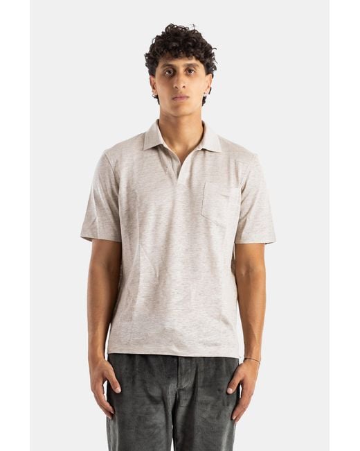 Sease White Heathered Linen Polo T-Shirts And Polos for men