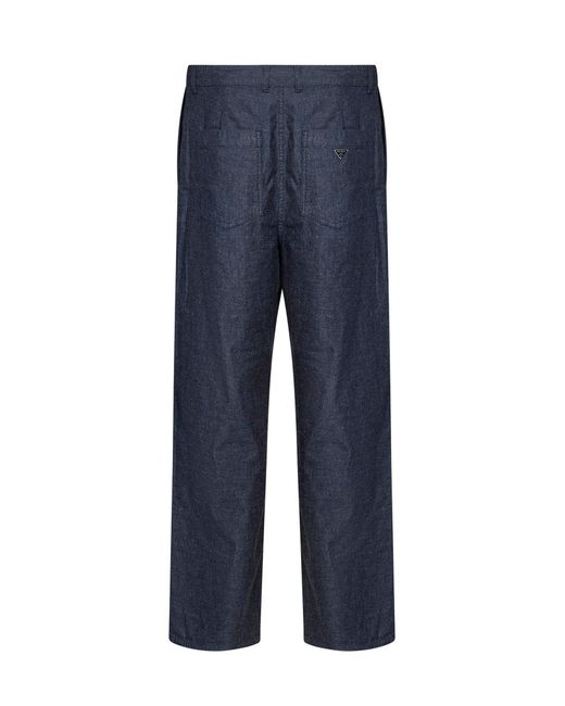 Prada Blue Straight-Leg Jeans Cotton for men