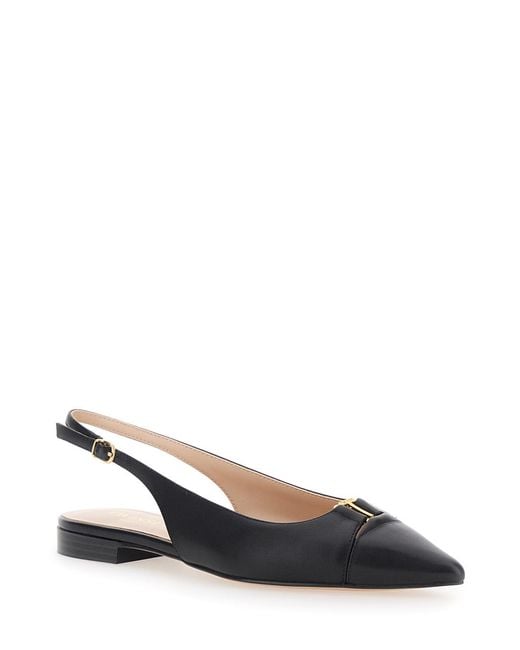 Twinset Black Ballet Shoes With Pointed Design And Adjustable Strap