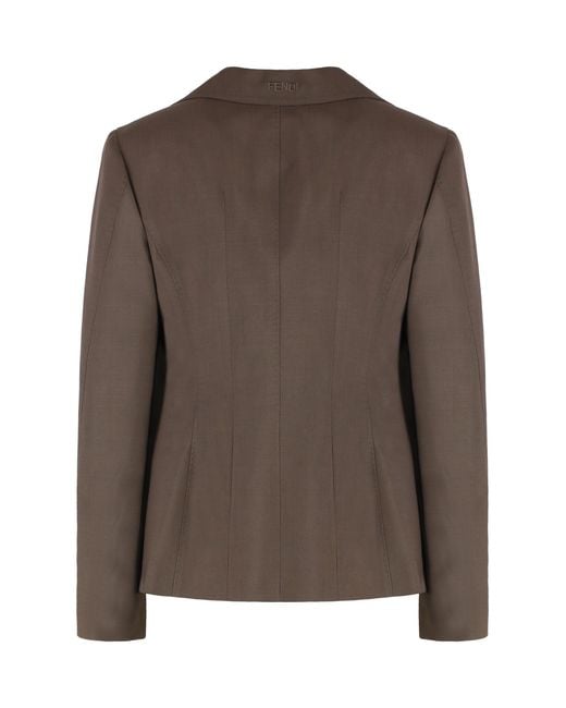Fendi Brown Blazer Wool-Mohair Blazers