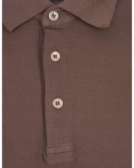 Fedeli Brown Light Cotton Piquet Polo Shirt for men