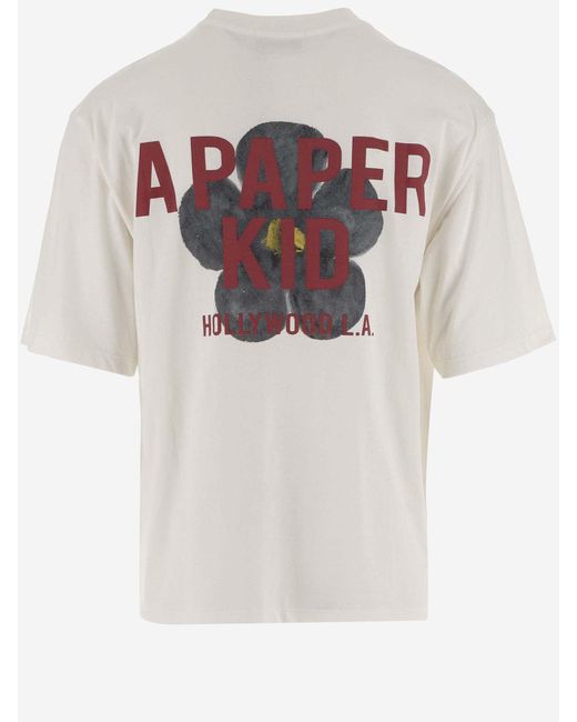 A PAPER KID White Cotton T-Shirt With Logo for men