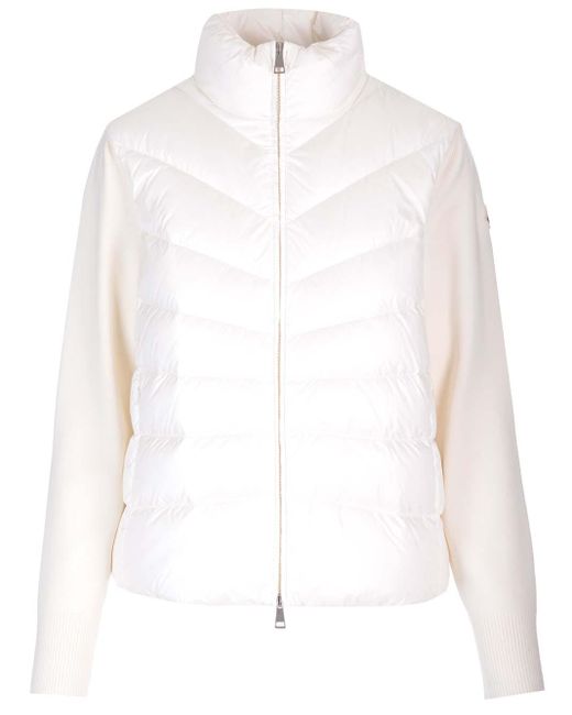 Moncler White Padded Jacket With Zip