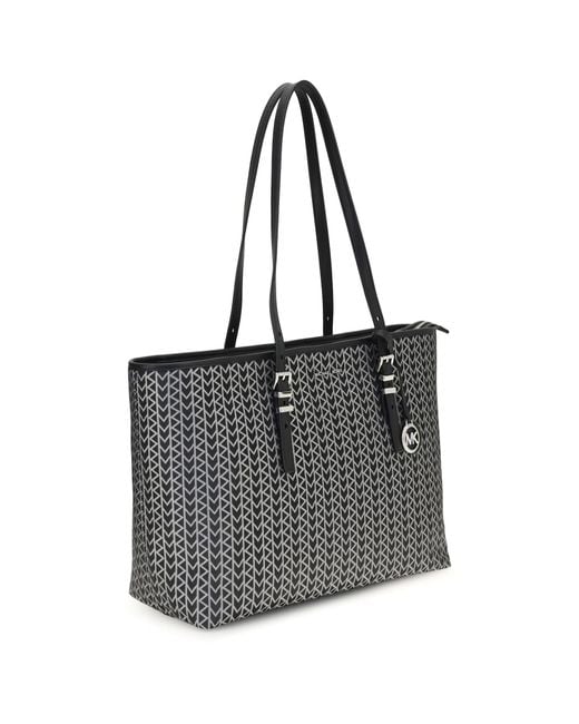 Michael Kors Gray Quinn Large Jacquard Logo Tote Bag