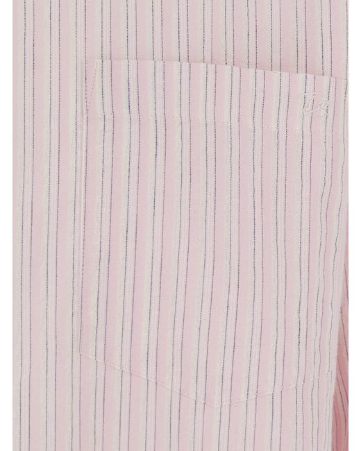 DUNST Pink Classic Striped Bd Overshirt