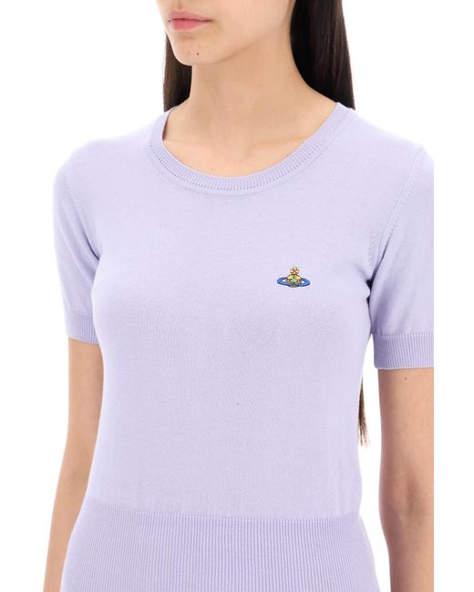Vivienne Westwood Purple Bea Short-Sleeve Sweater With Orb Embroidery