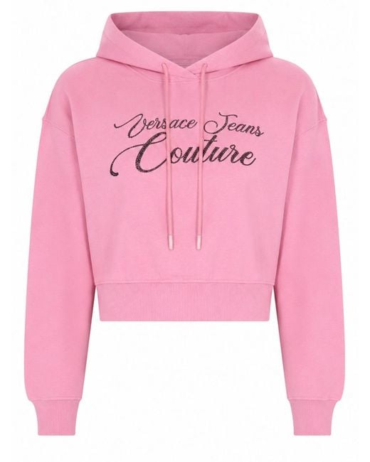 Versace Jeans Couture Pink Sweatshirt Cropped Cotton Sweatshirts