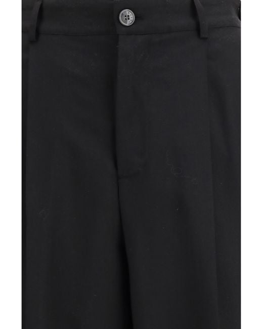 Marni Black Pleated Pants With An Elasticated Waistband Fleece Wool for men