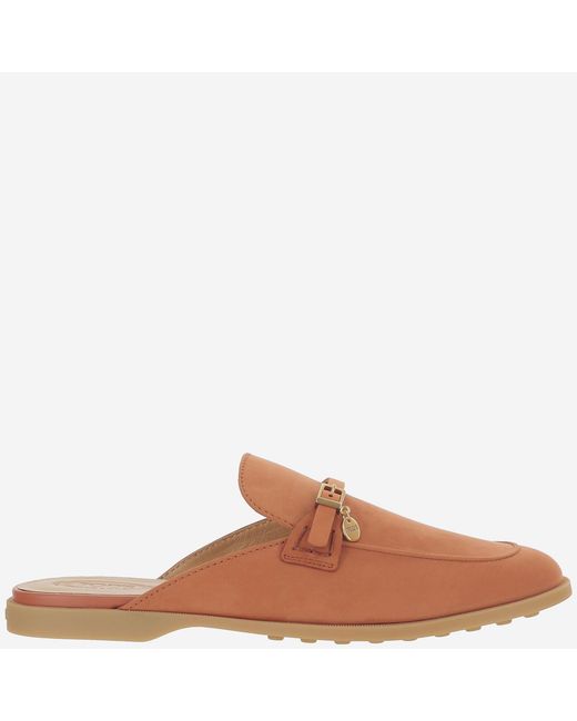 Tod's Brown Leather Sabots Nubuck Shoe