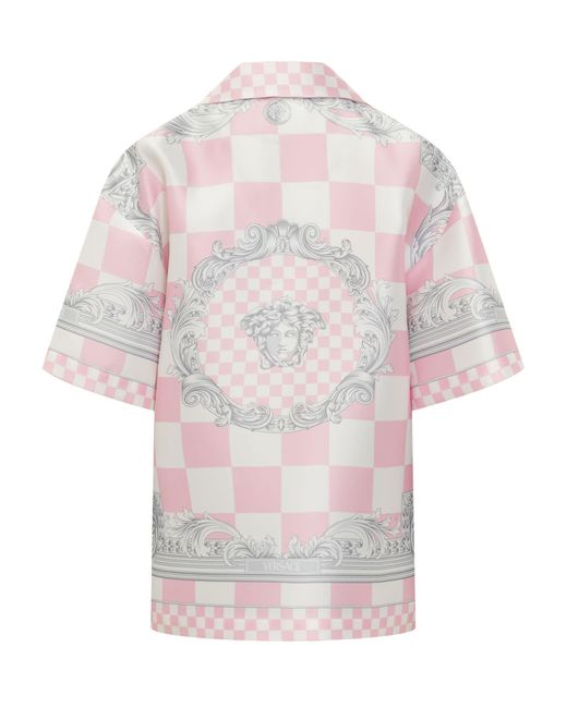 Versace White Shirt With Baroque Pattern And Medusa