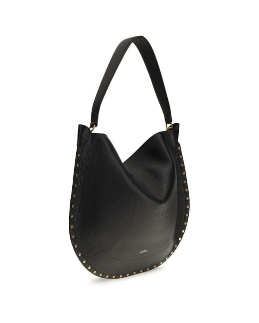 Isabel Marant Black Hobo Shoulder Bag Oskan Calfskin Calf Leather