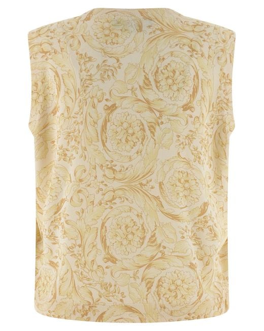 Versace Natural Silk Sleeveless Jacket Clothing