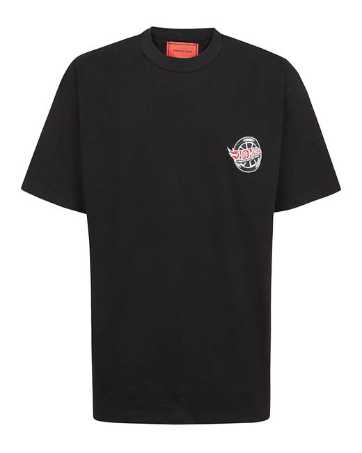 Vision Of Super Black T-Shirt With Iconic Wheel Print for men