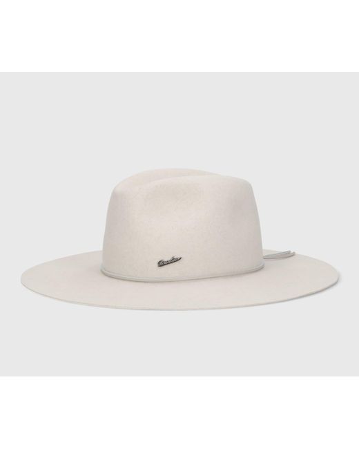 Borsalino White Heath Alessandria Brushed Felt Leather Hatband for men