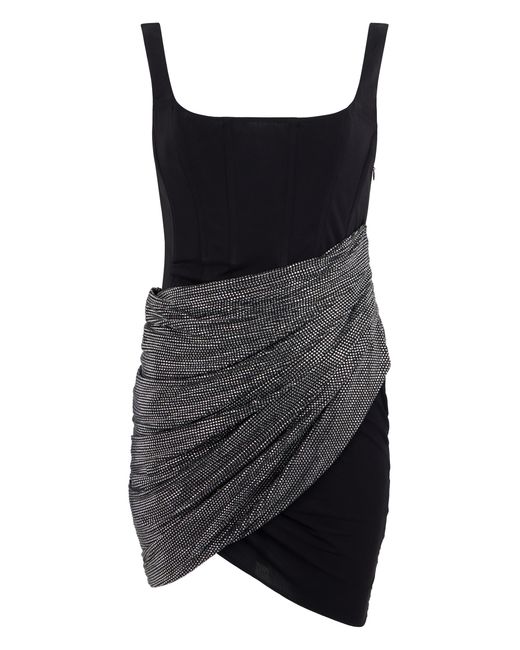 GIUSEPPE DI MORABITO Black Mini Dress With Rhinestone Belt Viscose