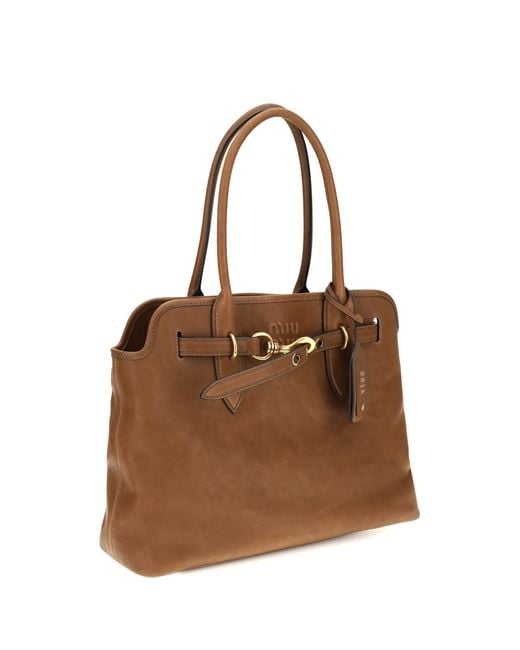 Miu Miu Brown Shoulder Bag Calf Leather