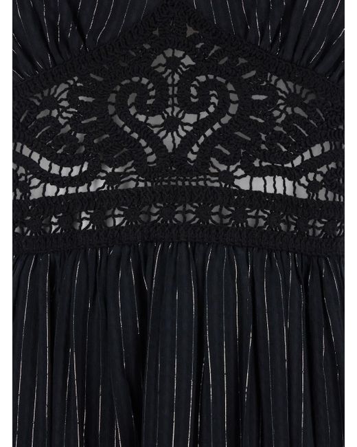 Twin Set Black Long Dress With Embroidered Motifs