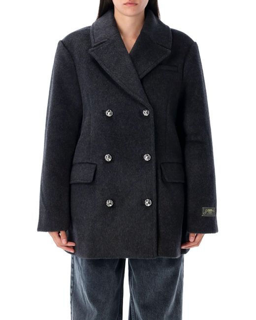 Ganni Black Double Wool Peacot