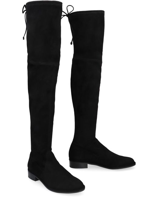 Stuart Weitzman Black Over The Knee Stretch Suede Boots