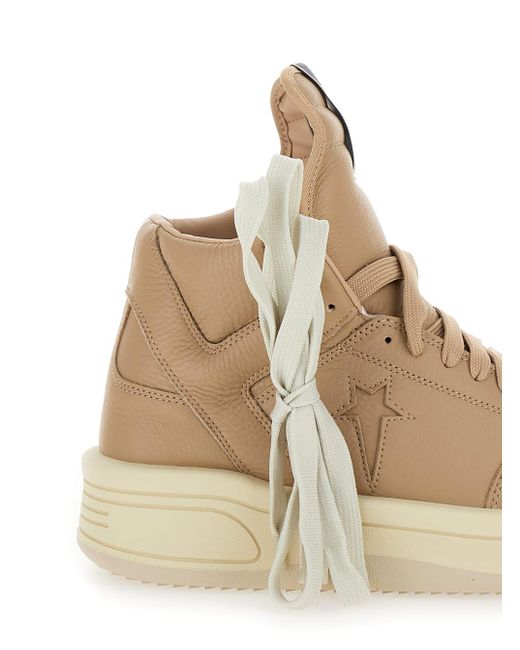 Rick Owens Natural 'converse - Turbowpn' Beige Sneakers High Top In Leather Man for men