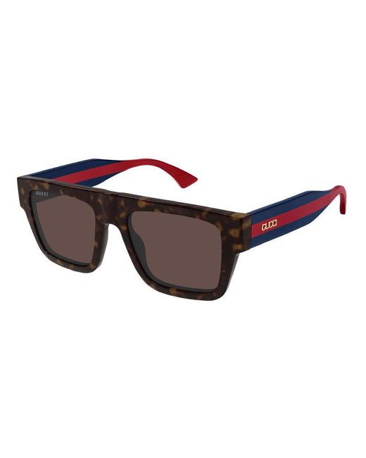 Gucci Red Sunglasses Square Full Rim, Havana-- Frame And Lens Gg1868S002