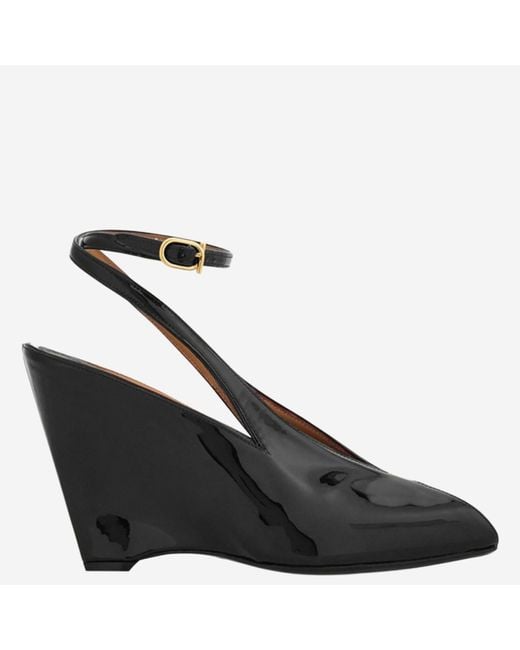 Ferragamo Black Leather Wedges