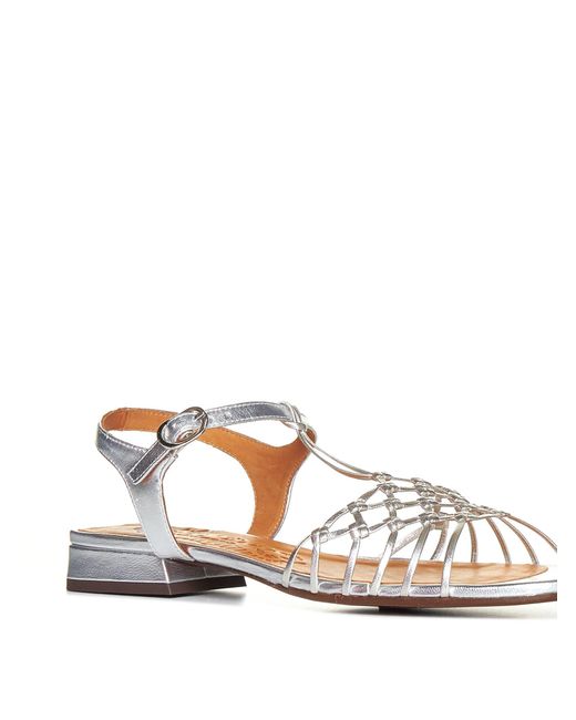 Chie Mihara White Tante Laminated Leather Sandals