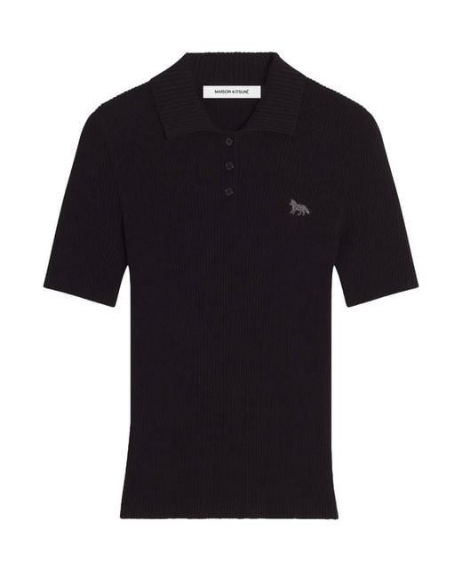 Maison Kitsuné Black Logo Polo Extrafine Merino Wool Shirts