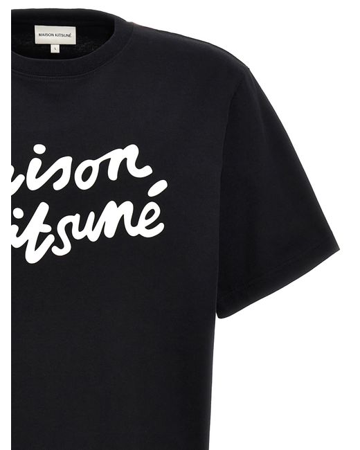 Maison Kitsuné Black ' Handwriting' T-Shirt for men