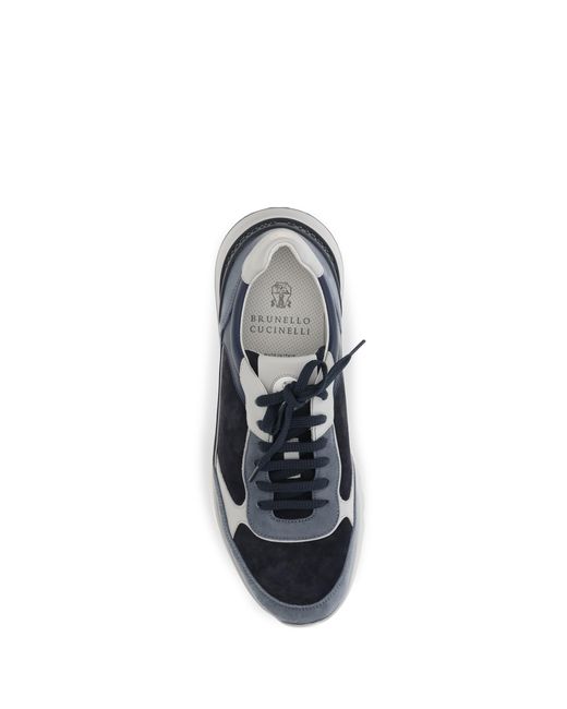 Brunello Cucinelli Gray Leather Sneakers Trainers for men