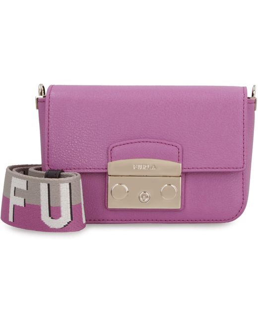 Furla Purple Metropolis Leather Mini Crossbody Bag