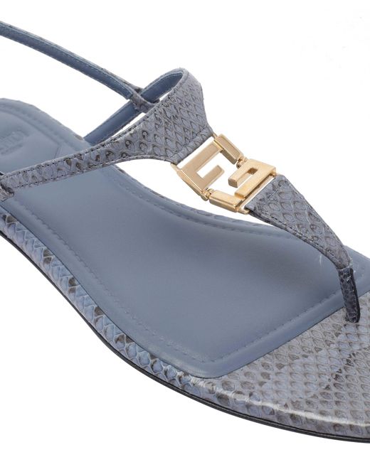 Fendi Blue Ffold Thong Sandals