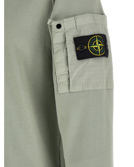 Stone Island Green Logo Badge Sweatshirt for men