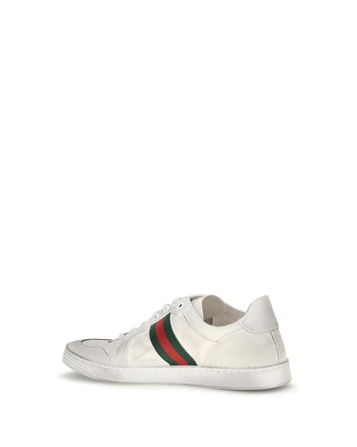 Gucci White Stretch Leather Sneakers for men