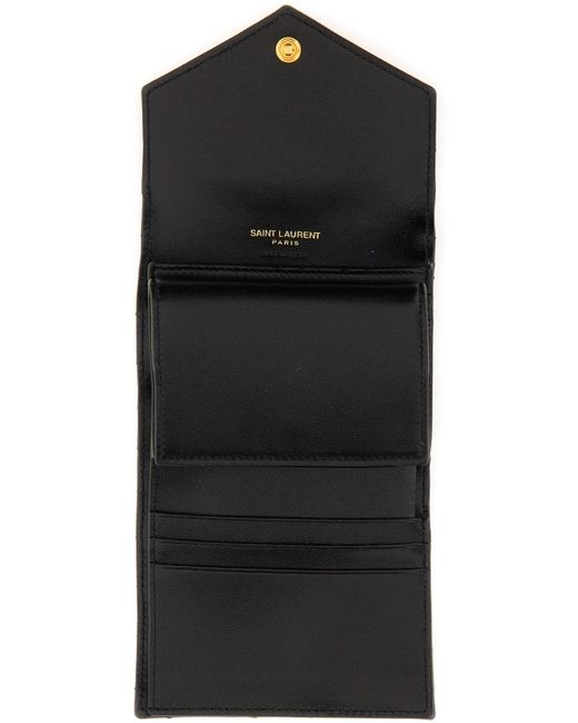 Saint Laurent Black Wallet Cassandre Matelassé Calf Leather & Purses