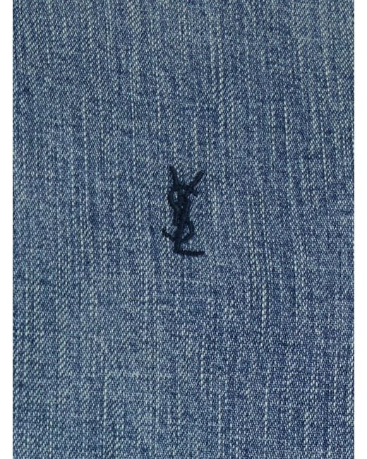 Saint Laurent Blue Shirt Classic Collar Denim Textile for men